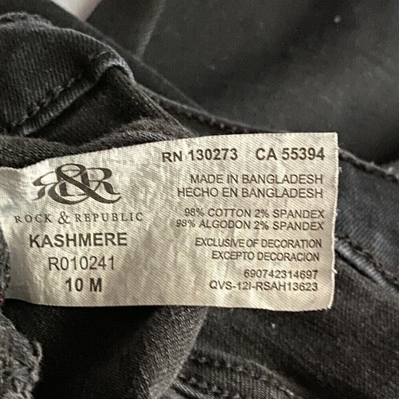 Rock & Republic Jeans Women’s Size 10 Kashmere Black Denim Skinny Stretch - Picture 7 of 7